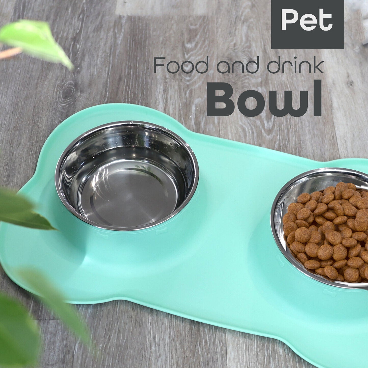 Pets Bowl for Food and Drink Double Bowls Stainless Steel Non Slip for Pets