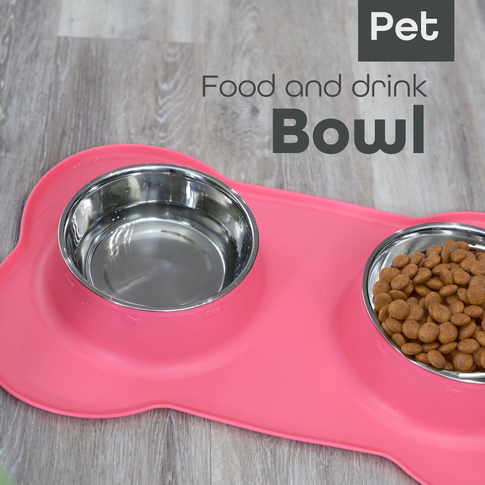 Pets Bowl for Food and Drink Double Bowls Stainless Steel Non Slip for Pets