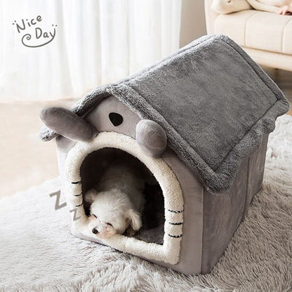 Pet Cat Kitten Dog Beds Igloo Fleece Bed Pyramid Cozy Washable Warm House Cave