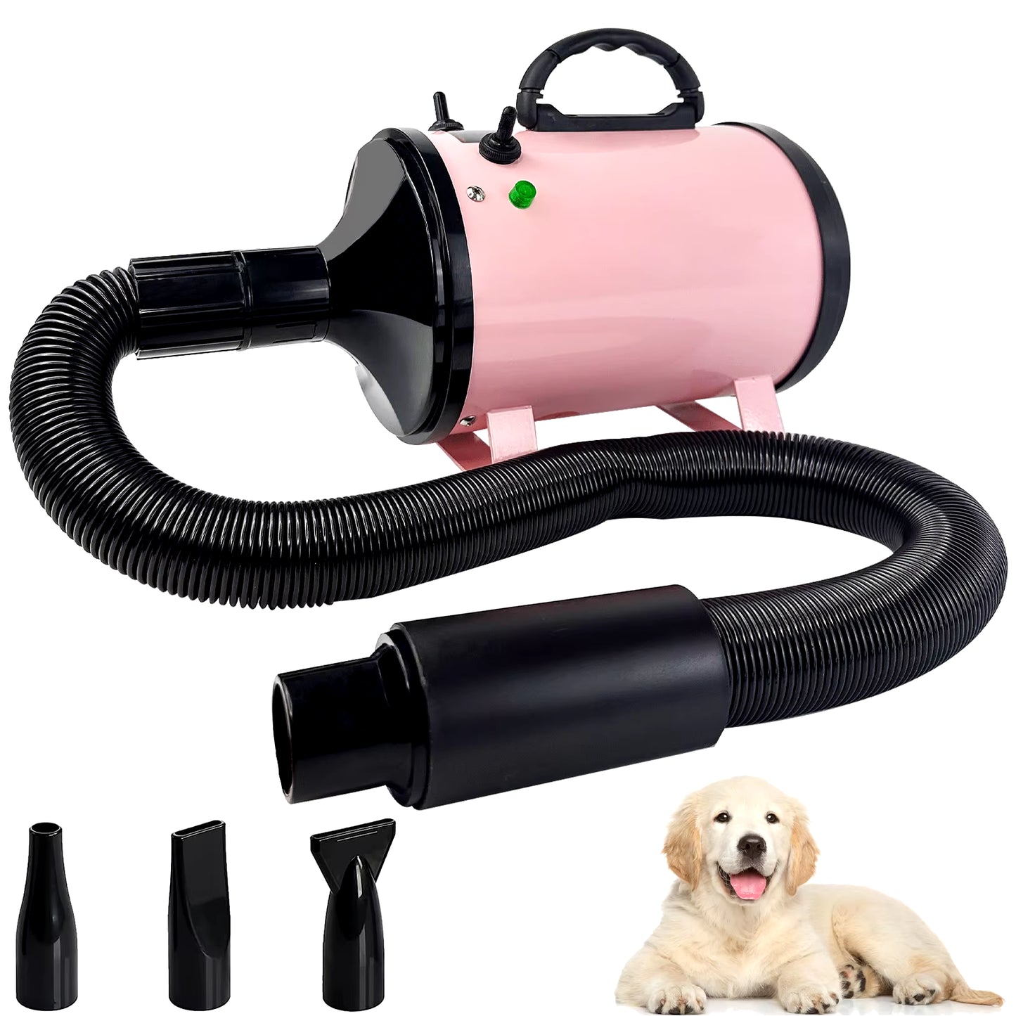 Dog Hair Dryer 2800W Low Noise&3 Nozzles&Extendable Hose Blaster Grooming Dryers Adjustable Temperature for Pets Cats