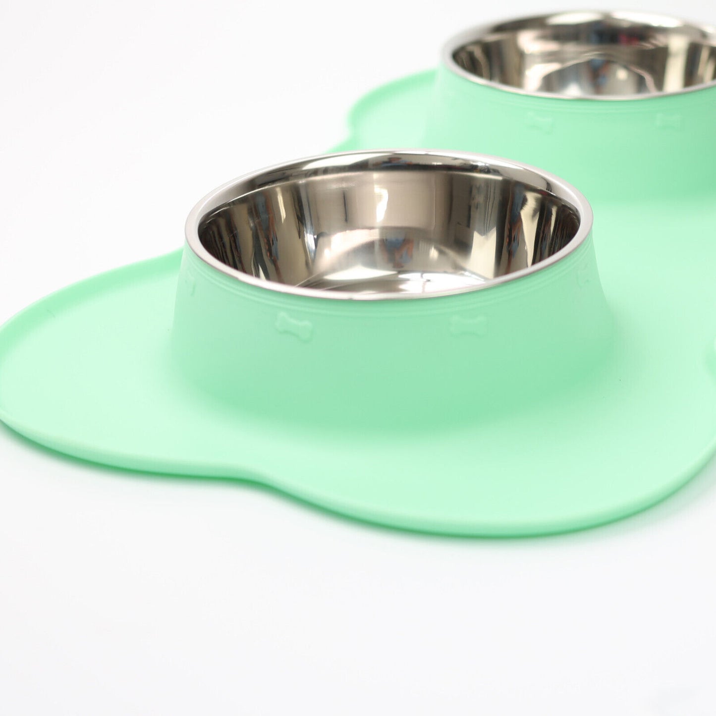 Pets Bowl for Food and Drink Double Bowls Stainless Steel Non Slip for Pets