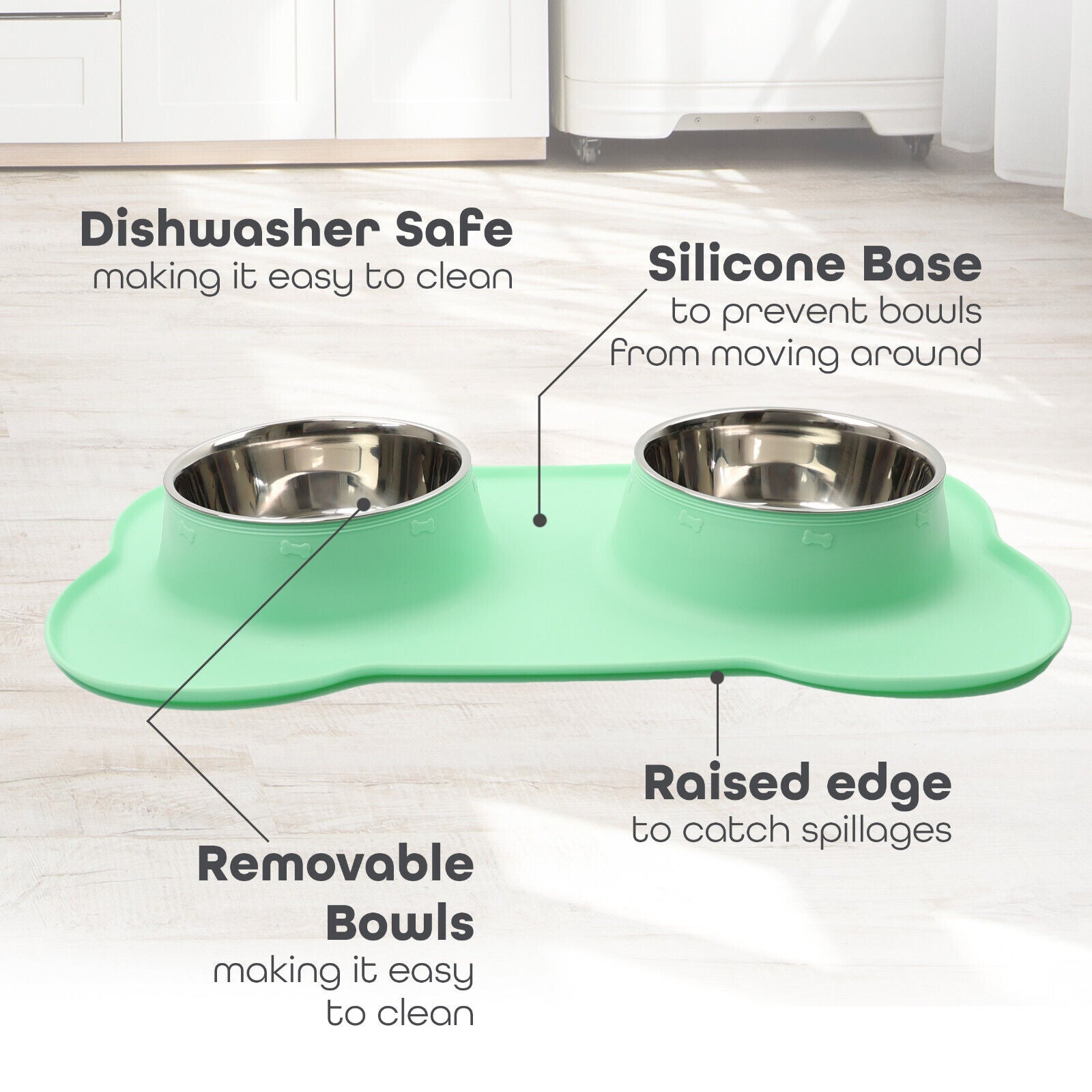 Pets Bowl for Food and Drink Double Bowls Stainless Steel Non Slip for Pets