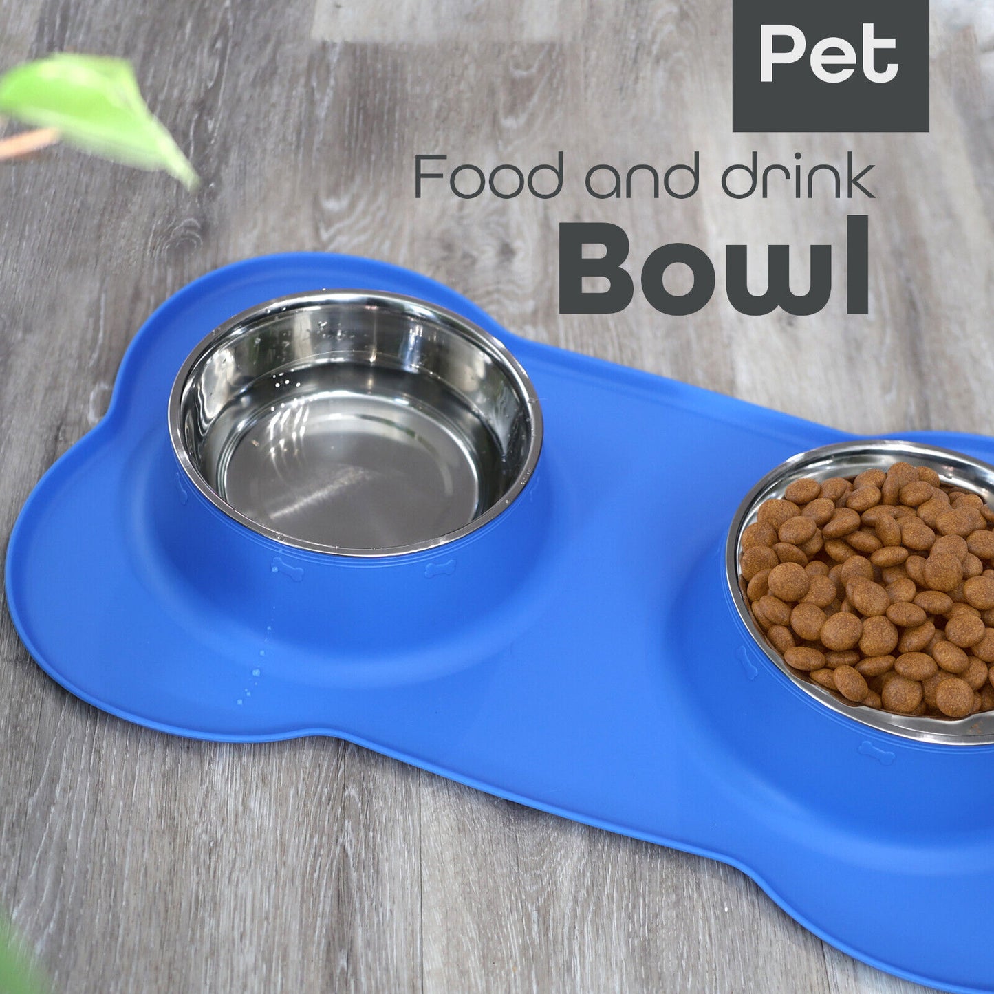 Pets Bowl for Food and Drink Double Bowls Stainless Steel Non Slip for Pets