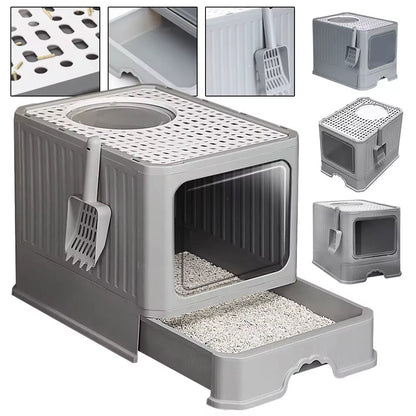 Large Litter Box Self Cleaning Pan Drawer Cat Potty Tray Anti-Splashing