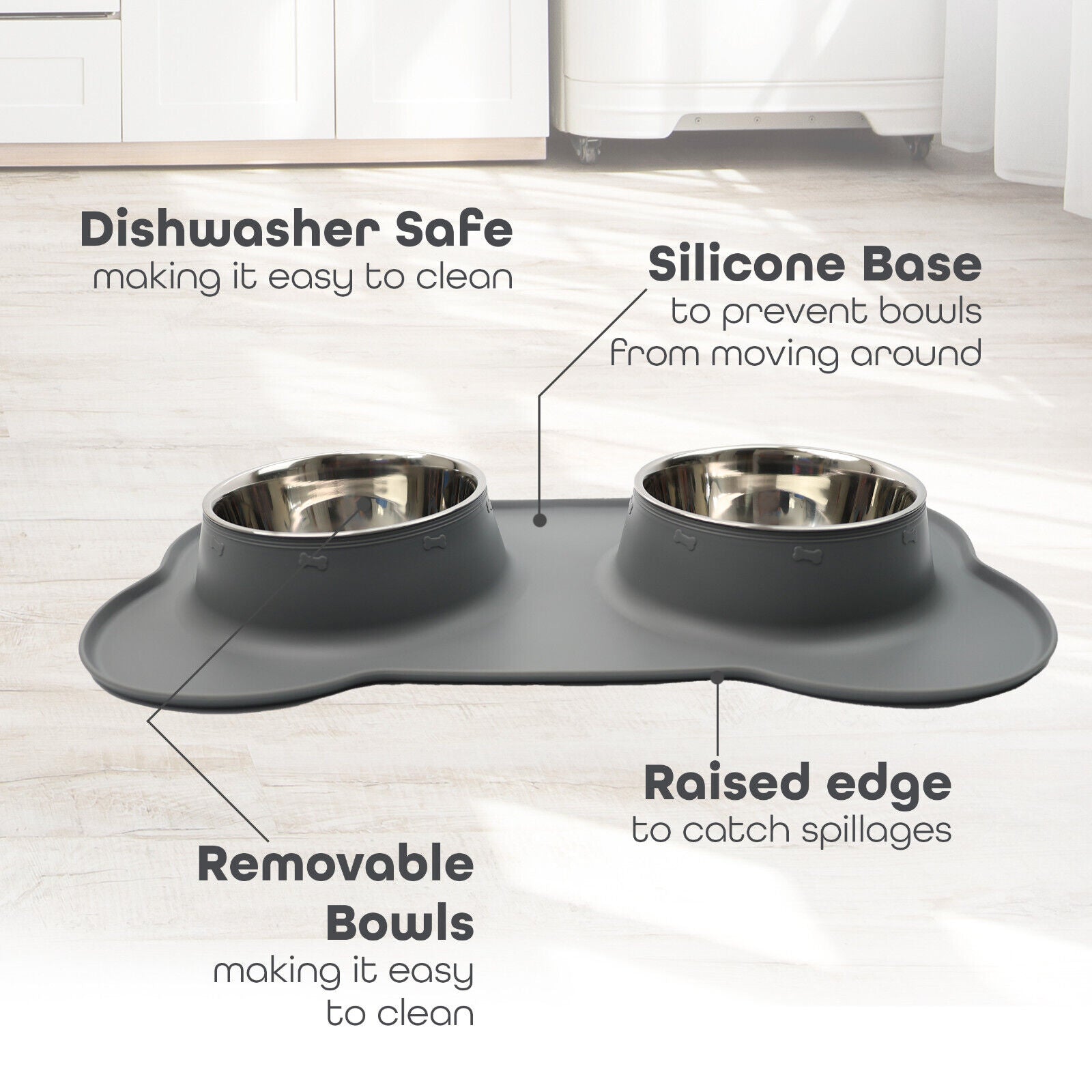 Pets Bowl for Food and Drink Double Bowls Stainless Steel Non Slip for Pets