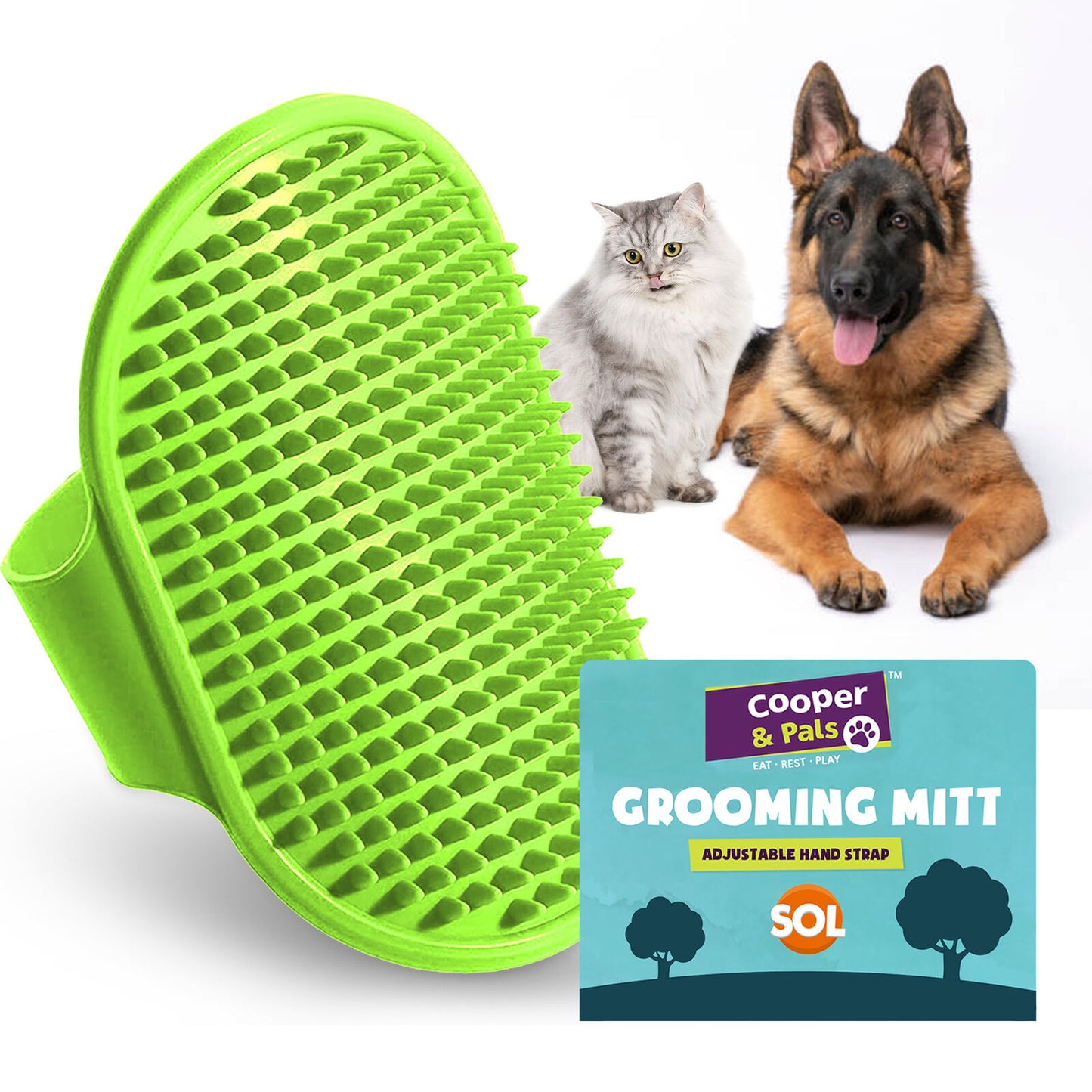 Dog Grooming Mitt Pet Glove Brush | Cat Fur Hair Remover Deshedding Hand Massage