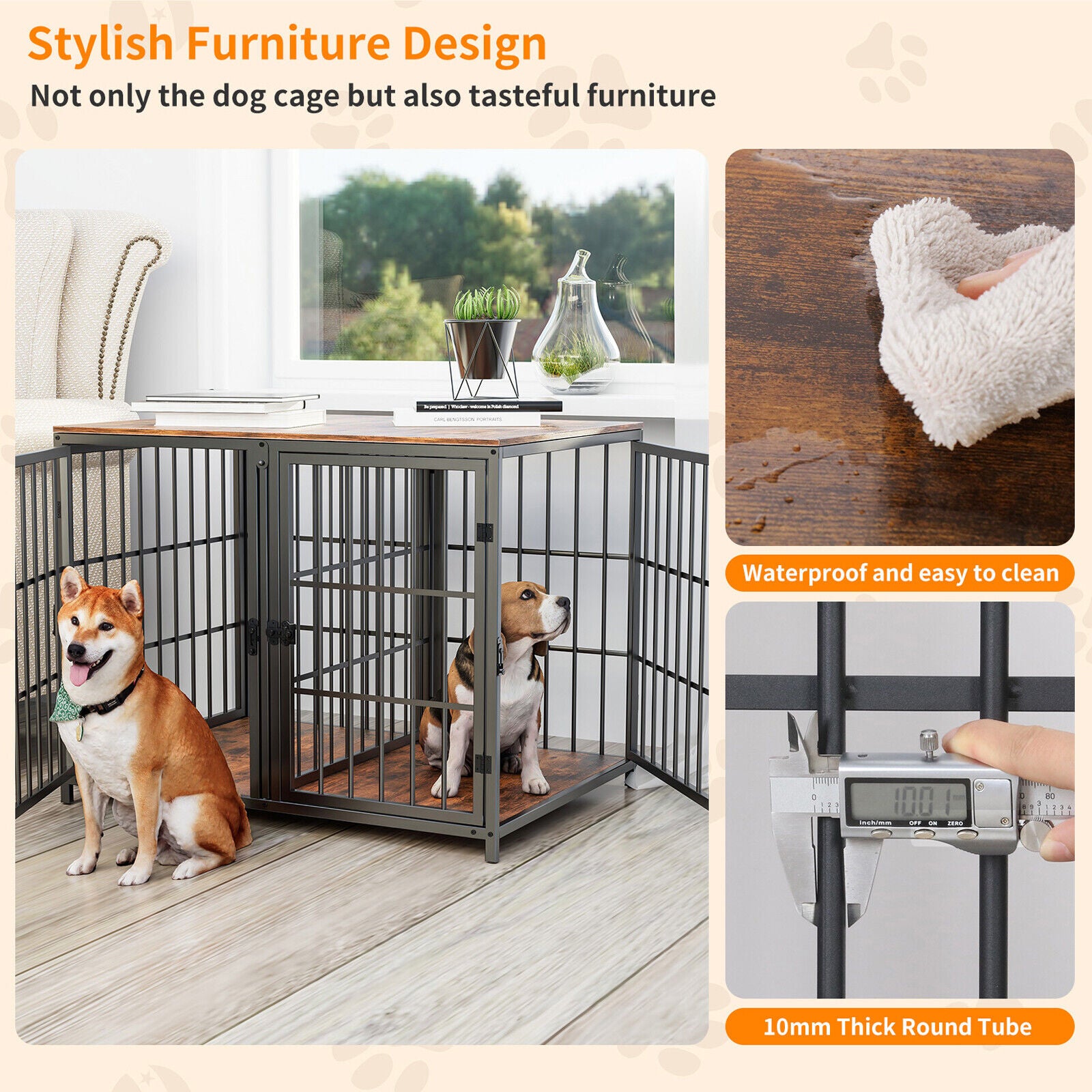 Bingopaw Heavy Duty Wooden Dog Crate Large Cage Puppy Kennel End Table Furniture