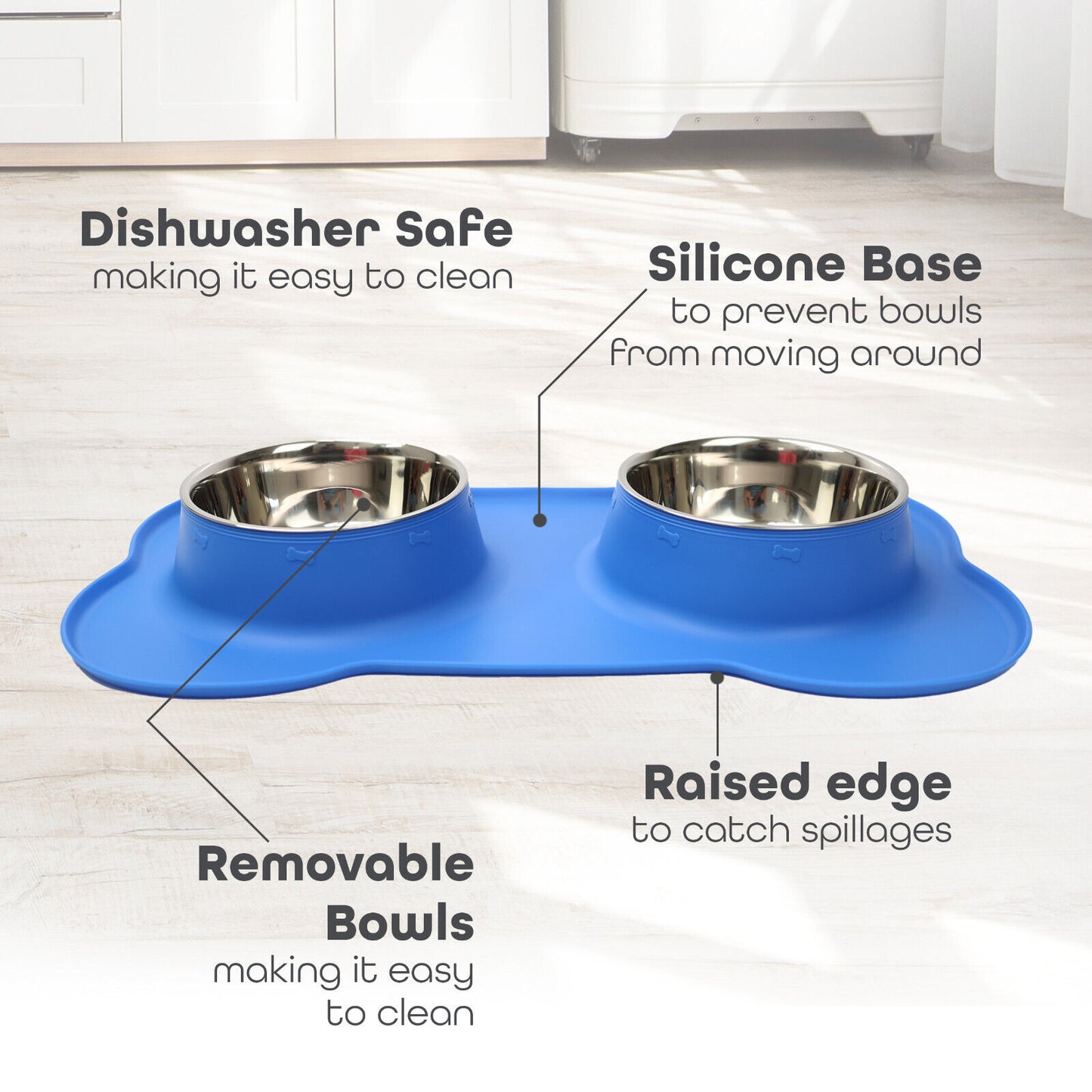 Pets Bowl for Food and Drink Double Bowls Stainless Steel Non Slip for Pets